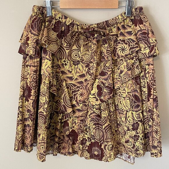 Ulla Johnson Burgundy and Yellow Patterned Skirt - Picture 3 of 10